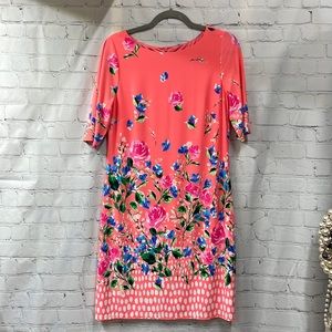 Eliza J floral bright coral/pink size 10 dress